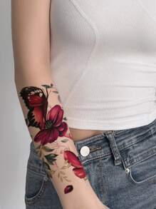 1 tấm Hình xăm in hoa & bướm - Nhiều màu - Xem 4