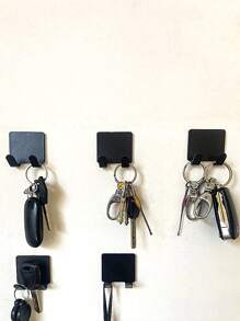 黑色塑膠壁掛式免打孔強力承重自黏掛鉤-5個/顏色隨機 - 黑色 - 查看 2