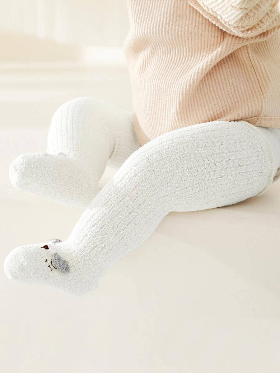 1pair Baby Cartoon Graphic Over The Knee Socks - White - View 1