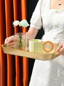 1pc Multifunction Plastic Tray - Gold - View 1