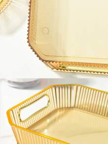 1pc Multifunction Plastic Tray - Gold - View 3