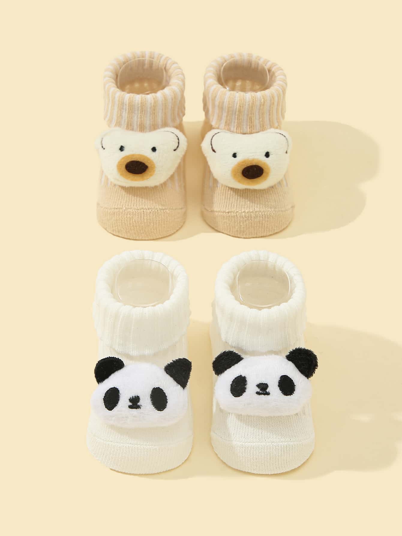 2雙嬰兒貓熊和熊裝飾襪子 - 彩色 - 查看 1