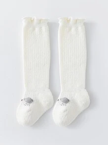 1pair Baby Cartoon Graphic Over The Knee Socks - White - View 3