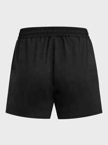 Manfinity Athleisure Pantalones cortos deportivos de verano para hombres con cintura ajustable al estilo novio, elásticos y cómodos - Negro - Ver 2