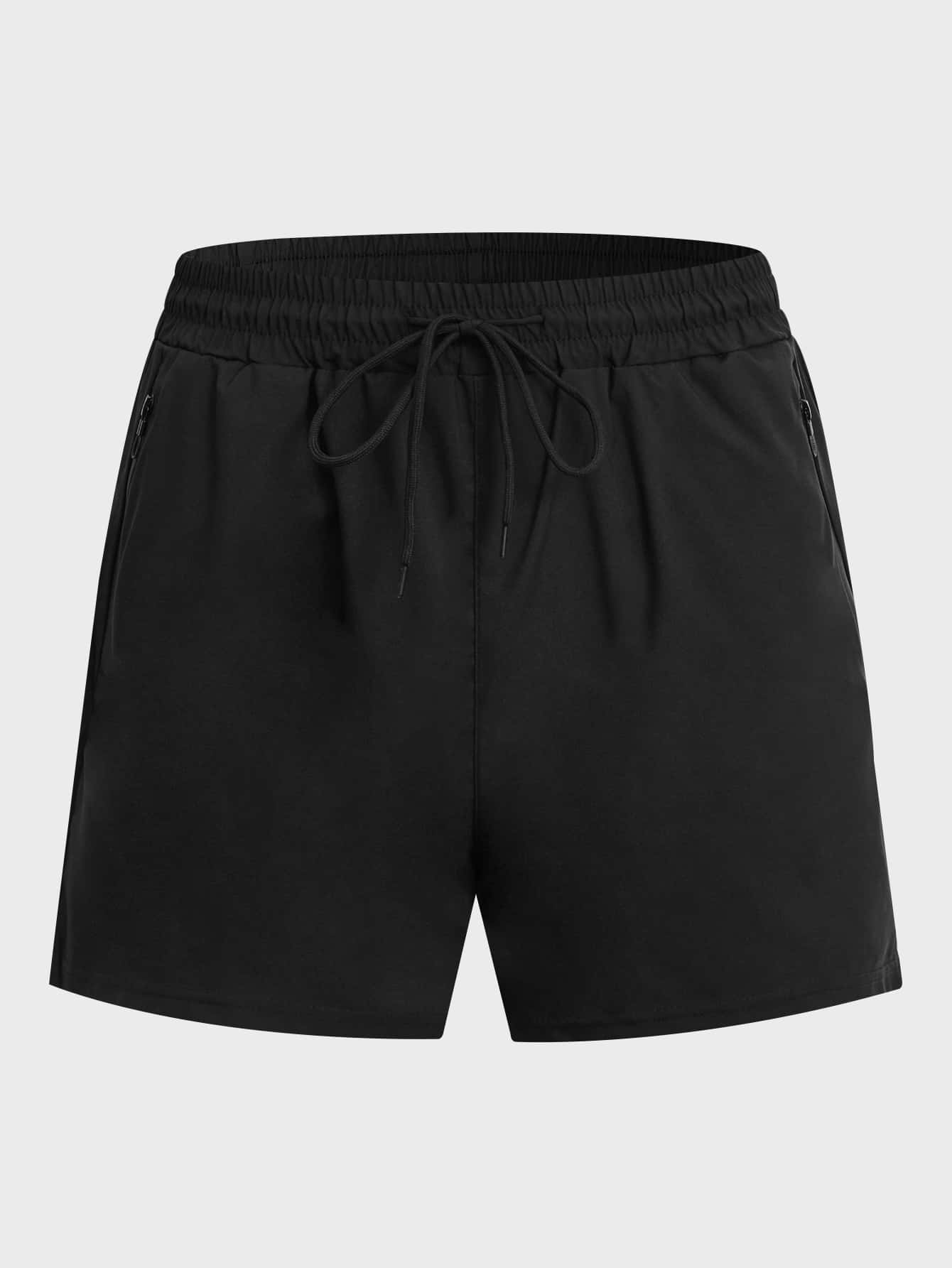 Manfinity Athleisure Boyfriend Style Men Drawstring Waist Sports Stretchy Shorts Summer Shorts - Black - View 3