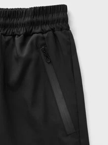 Manfinity Athleisure Pantalones cortos deportivos de verano para hombres con cintura ajustable al estilo novio, elásticos y cómodos - Negro - Ver 5