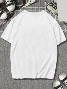 ROMWE MEN Goth Guys Cotton Skeleton Graphic Tee - White - View 2