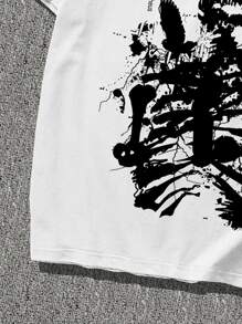 ROMWE MEN Goth Guys Cotton Skeleton Graphic Tee - White - View 4