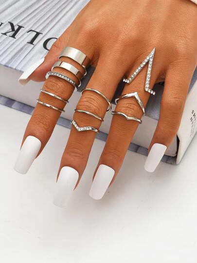 12入組水鑽裝飾戒指