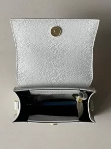 Geantă pătrată cu clapă cu litere grafică Mini geantă de umăr pătrată Poșetă cu clapetă din piele artificială la modă Geantă crossbody pentru femei cu farmec pentru geantă Cele mai bune cadouri personalizate pentru femei, mame și prietene - alb - Vizualizare 4
