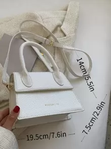 Geantă pătrată cu clapă cu litere grafică Mini geantă de umăr pătrată Poșetă cu clapetă din piele artificială la modă Geantă crossbody pentru femei cu farmec pentru geantă Cele mai bune cadouri personalizate pentru femei, mame și prietene - alb - Vizualizare 5