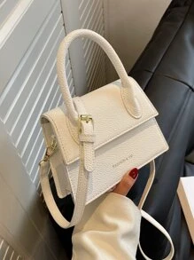 Geantă pătrată cu clapă cu litere grafică Mini geantă de umăr pătrată Poșetă cu clapetă din piele artificială la modă Geantă crossbody pentru femei cu farmec pentru geantă Cele mai bune cadouri personalizate pentru femei, mame și prietene - alb - Vizualizare 6