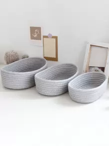 1pc Fabric Storage Basket, Bohemian White Collapsible Storage Cube For Table - White - View 3