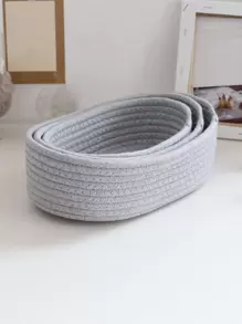 1pc Fabric Storage Basket, Bohemian White Collapsible Storage Cube For Table - White - View 4