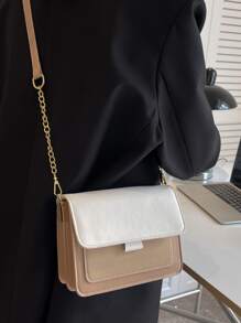 Túi vuông nhỏ thời trang, túi đeo vai màu tối giản thời trang có dây đeo xích, túi đeo chéo đa năng phù hợp cho các bạn gái trẻ, phù hợp để mua sắm, hẹn hò, sự kiện trang trọng, trang phục hàng ngày, đi làm - Nhiều màu - Xem 4