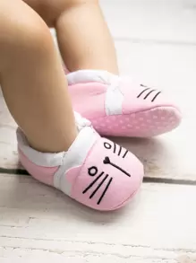 Infant Cartoon Embroidered Slip On Flats - Pink - View 1
