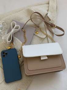 Túi vuông nhỏ thời trang, túi đeo vai màu tối giản thời trang có dây đeo xích, túi đeo chéo đa năng phù hợp cho các bạn gái trẻ, phù hợp để mua sắm, hẹn hò, sự kiện trang trọng, trang phục hàng ngày, đi làm - Nhiều màu - Xem 5