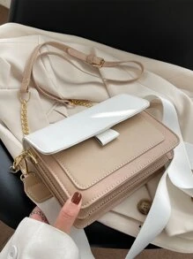 Túi vuông nhỏ thời trang, túi đeo vai màu tối giản thời trang có dây đeo xích, túi đeo chéo đa năng phù hợp cho các bạn gái trẻ, phù hợp để mua sắm, hẹn hò, sự kiện trang trọng, trang phục hàng ngày, đi làm - Nhiều màu - Xem 6