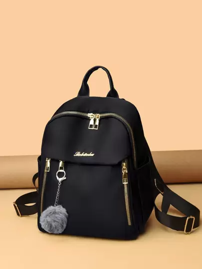 Lightweight, Business Casual Waterproof, Lightweight Letter Graphic Backpack With Bag Charm School Bag For Graduate, Teen Girls, Freshman, Sophomore, Junior & Senior In College, University & High School, Perfect For Outdoors, Travel & Back To School For Teen Girls Women College Students, Rookies & White-Collar Workers Perfect For Office, College, Work, Business, Commute , Back To School