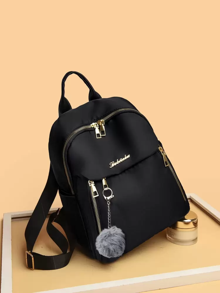 Lightweight, Business Casual Waterproof, Lightweight Letter Graphic Backpack With Bag Charm School Bag For Graduate, Teen Girls, Freshman, Sophomore, Junior & Senior In College, University & High School, Perfect For Outdoors, Travel & Back To School For Teen Girls Women College Students, Rookies & White-Collar Workers Perfect For Office, College, Work, Business, Commute , Back To School