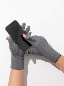 貝殼邊手套 - 灰色 - 查看 3