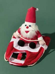 Funny Santa Riding Dog Christmas Costume, Pet Santa Cosplay Outfit For Small Medium Large Dogs - Red - View 4