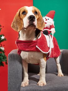 Funny Santa Riding Dog Christmas Costume, Pet Santa Cosplay Outfit For Small Medium Large Dogs - Red - View 9
