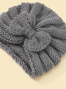 3 chiếc mũ dệt kim đính nơ trẻ em - Nhiều màu - Xem 4