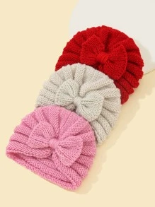 3入組嬰兒蝴蝶結裝飾針織帽