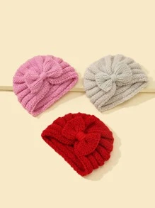 3入組嬰兒蝴蝶結裝飾針織帽