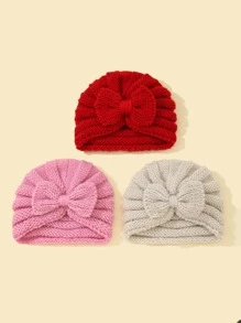 3入組嬰兒蝴蝶結裝飾針織帽