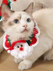 1 件手工编织宠物圣诞风格装饰围巾，款式随机发货，适合小型/中型/大型猫狗 - 彩色 - 查看 2