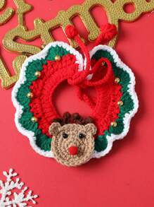 1 件手工编织宠物圣诞风格装饰围巾，款式随机发货，适合小型/中型/大型猫狗 - 彩色 - 查看 5