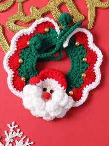 1 件手工编织宠物圣诞风格装饰围巾，款式随机发货，适合小型/中型/大型猫狗 - 彩色 - 查看 6