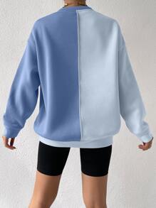 SHEIN Unity Two Tone Drop Shoulder Sweatshirt - Blue - View 2