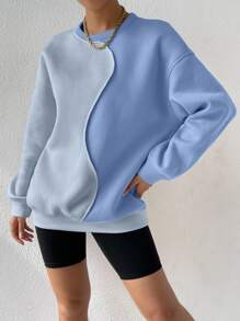 SHEIN Unity Two Tone Drop Shoulder Sweatshirt - Blue - View 4