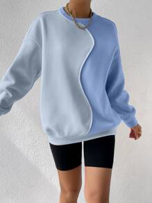 SHEIN Unity Two Tone Drop Shoulder Sweatshirt - Blue - View 5