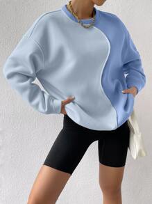 SHEIN Unity Two Tone Drop Shoulder Sweatshirt - Blue - View 6