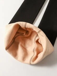 1pc Women's Black Sheer Tights Thickened With Thermal Lined For Autumn And Winter - Black - View 2