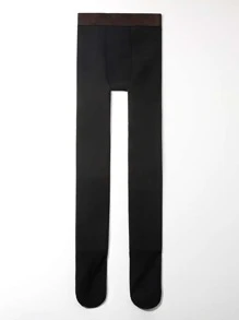 1pc Women's Black Sheer Tights Thickened With Thermal Lined For Autumn And Winter - Black - View 6