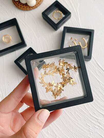 1pc Clear Jewelry Display Box, Earring Bracelet Necklace Organizer, Portable Ring Storage Holder Case, Gift For Valentine's Day