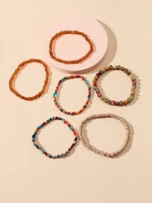 6入組撞色串珠手鏈 - 彩色 - 查看 3