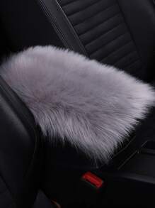 1pc Plush Car Armrest Pad - Light Grey - View 1