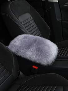 1pc Plush Car Armrest Pad - Light Grey - View 2