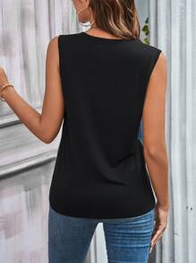 SHEIN LUNE Color Block Button Detail Tank Top - Multicolor - View 2