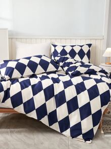 Set colcha sin relleno con patrón de cuadros - Multicolor - Ver 2