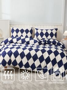 Set colcha sin relleno con patrón de cuadros - Multicolor - Ver 7