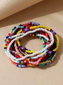 12pcs Color Block Beaded Bracelet - Multicolor - View 2
