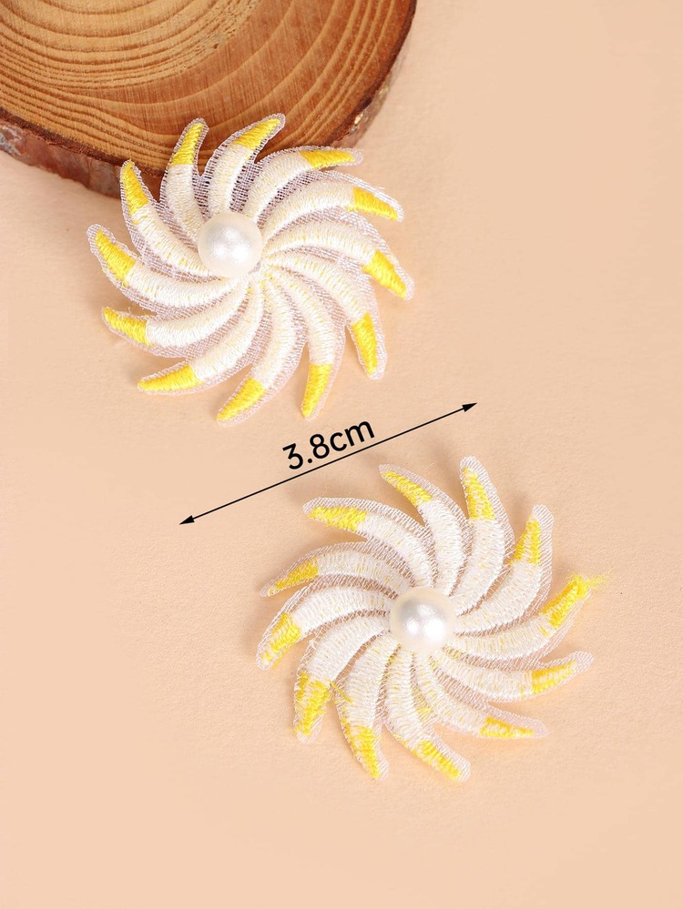 4pcs Faux Pearl Decor Spiral Shaped Patch Sticker - Multicolor - View 3