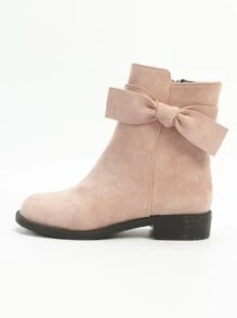 Girls Faux Suede Bow Decor Zipper Side Boots - Pink - View 7